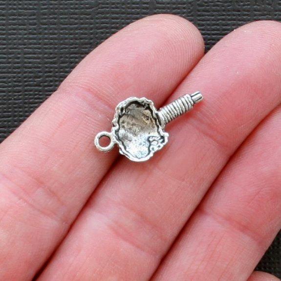 8 Flower Antique Silver Tone Charms - SC2304