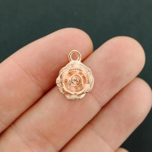 8 Flower Rose Gold Tone Charms 3D - GC1309