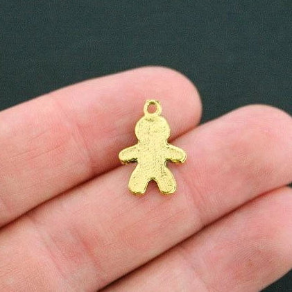 8 Gingerbread Man Antique Gold Tone Charms - GC325