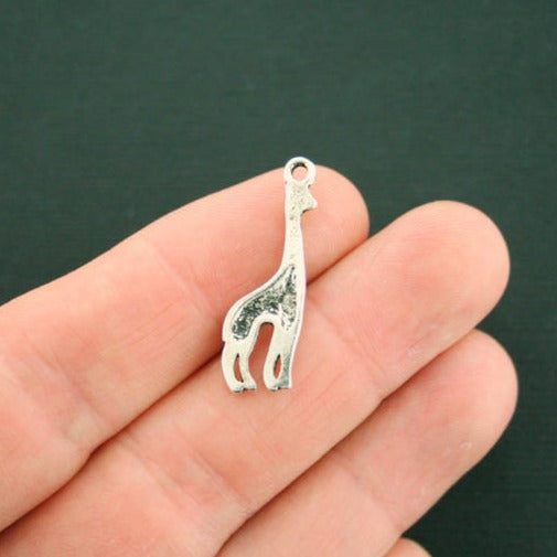 8 Giraffe Antique Silver Tone Charms - SC6973