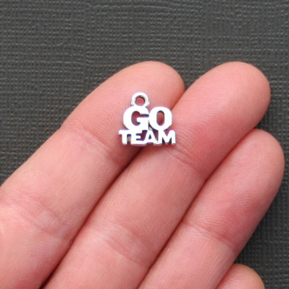 8 Go Team Antique Silver Tone Charms - SC2198