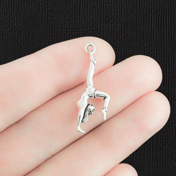 8 Gymnastics Antique Silver Tone Charms 2 Sided - SC718
