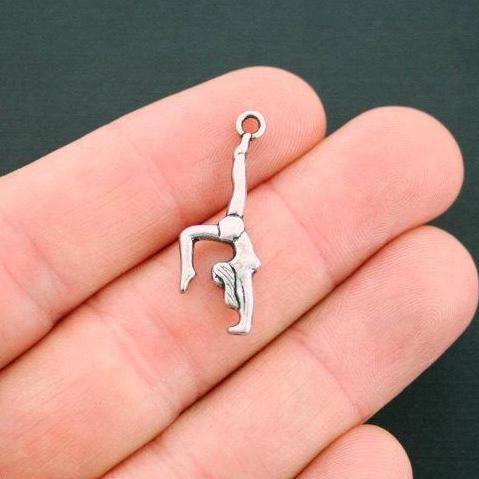 8 Gymnastics Antique Silver Tone Charms 3D - SC4237