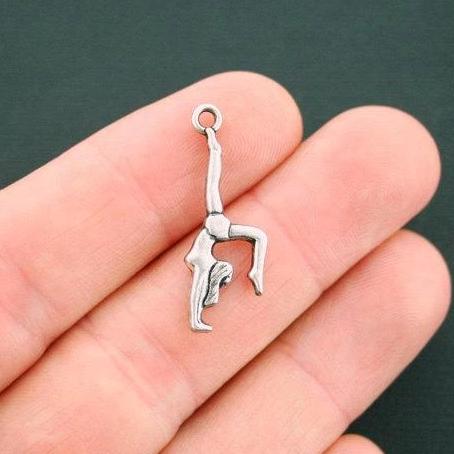 8 Gymnastics Antique Silver Tone Charms 3D - SC4237