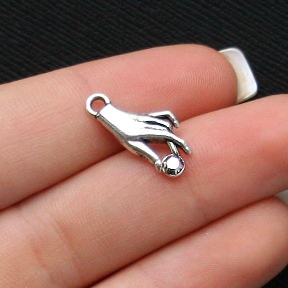 8 Hand Antique Silver Tone Charms 2 Sided - SC1841