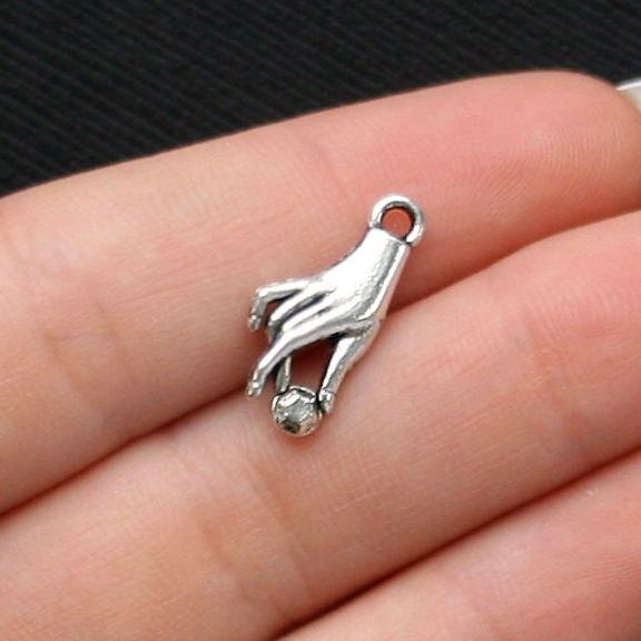 8 Hand Antique Silver Tone Charms 2 Sided - SC1841