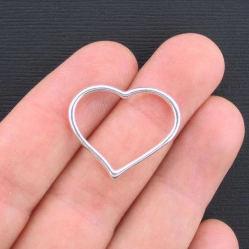 8 Heart Silver Tone Charms 2 Sided - SC1762