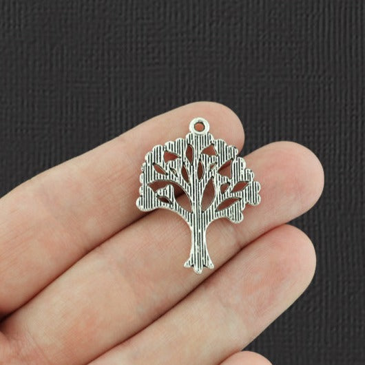 8 Heart Tree Antique Silver Tone Charms - SC1865
