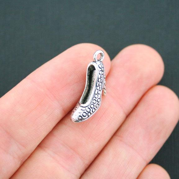 8 High Heel Shoe Antique Silver Tone Charms 3D - SC4843