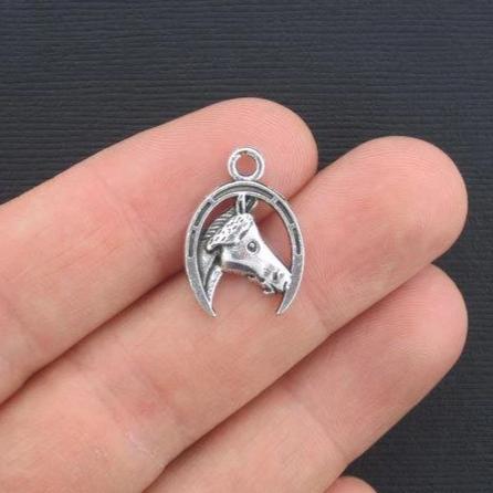 8 Horse Antique Silver Tone Charms - SC2700