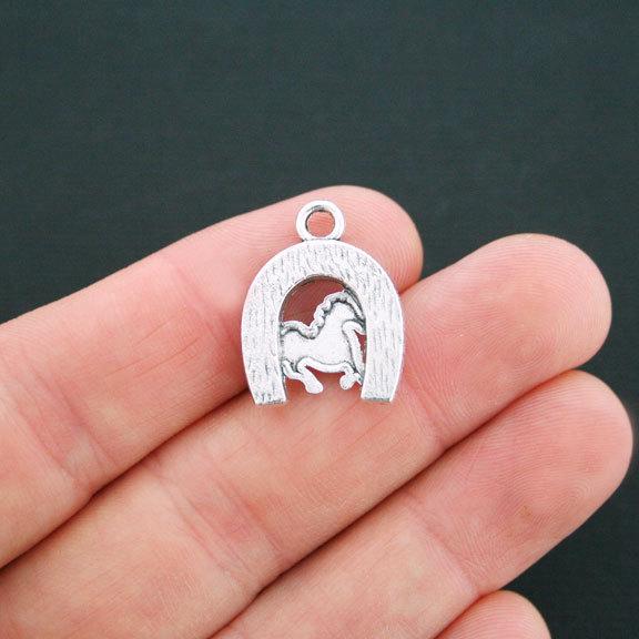 8 Horse Antique Silver Tone Charms - SC3845