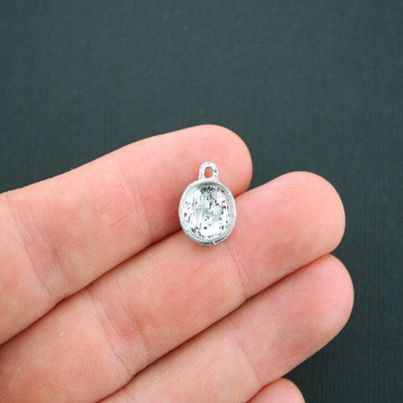 8 Kitty Bowl Antique Silver Tone Charms - SC4769