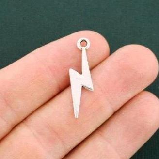 8 breloques ton argent antique éclair 2 faces - SC5933