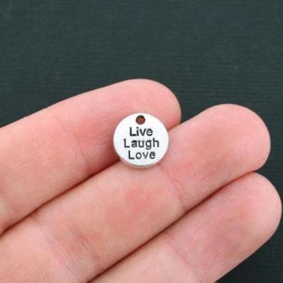 8 Live Laugh Love Antique Silver Tone Charms - SC2521