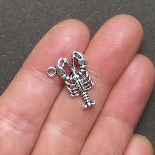 8 Lobster Antique Silver Tone Charms - SC296