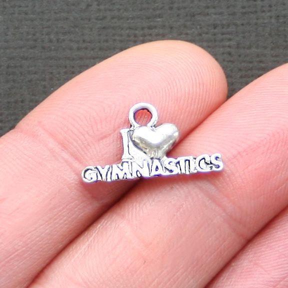 8 Love Gymnastics Antique Silver Tone Charms - SC2673