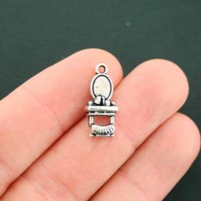 8 Makeup Table Antique Silver Tone Charms - SC5667