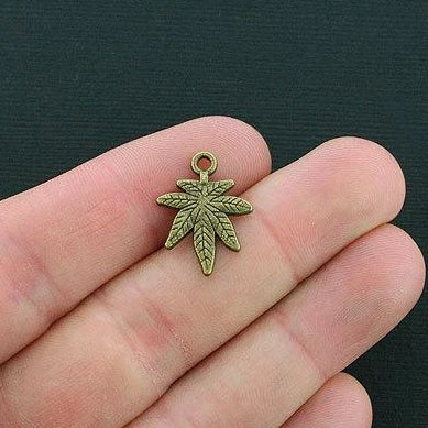 8 Marijuana Antique Bronze Tone Charms - BC1231