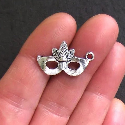 8 Mask Antique Silver Tone Charms - SC311