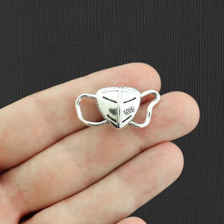 8 Medical Mask Antique Silver Tone Charms - SC3450