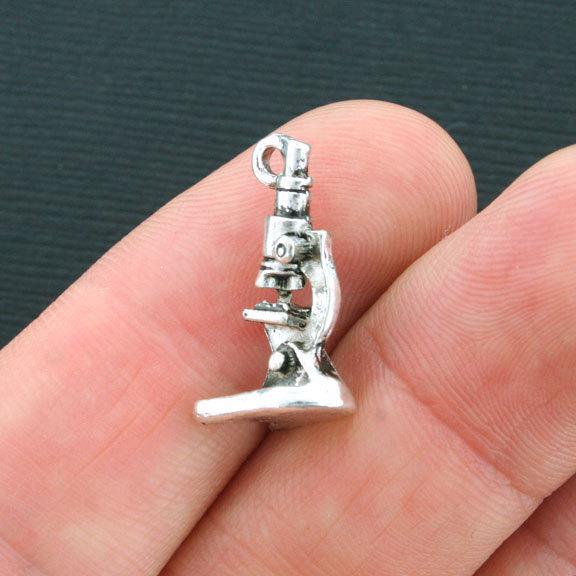 8 Microscope Antique Silver Tone Charms 3D - SC3904