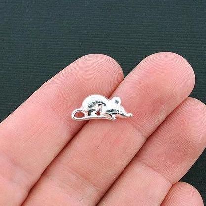 8 breloques ton argent souris 2 faces - SC4543