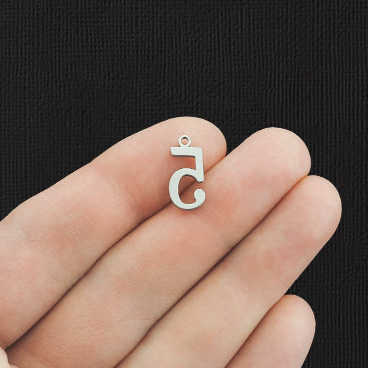 8 Number 5 Stainless Steel Charms - SSP285