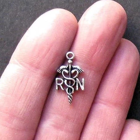 8 Nurse RN Antique Silver Tone Charms - SC720