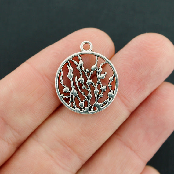 8 Ocean Silver Tone Charms 2 Sided - SC6727