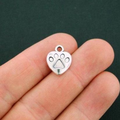 8 Paw Antique Silver Tone Charms 2 Sided - SC5653
