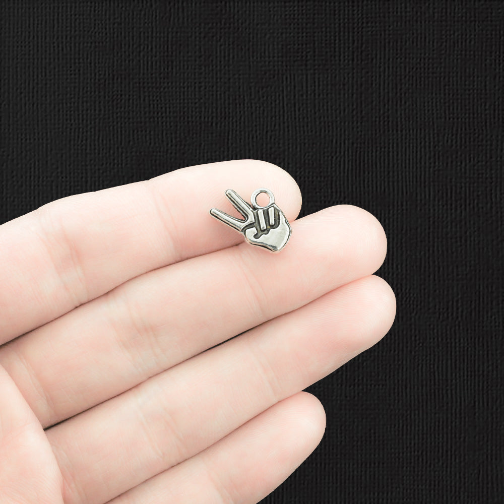 8 Peace Sign Antique Silver Tone Charms 2 Sided - SC3036