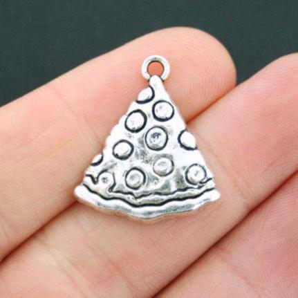 8 breloques de ton argent antique tranche de pizza - SC5030