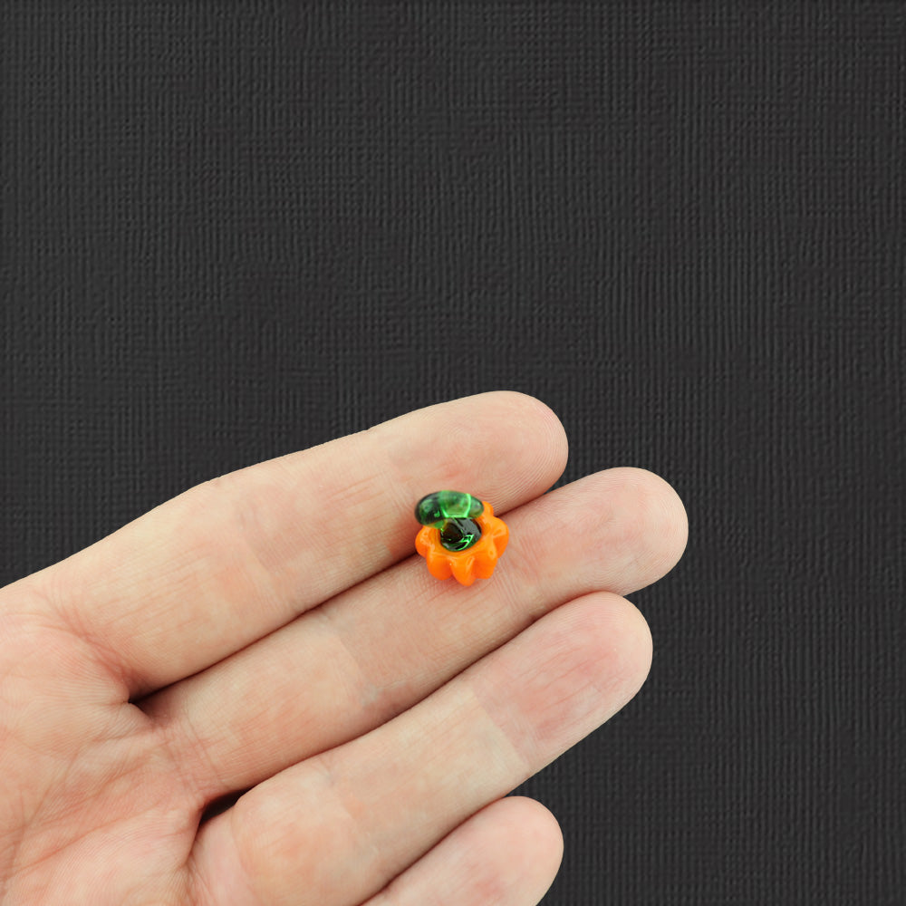 8 Pumpkin Lampwork Glass Charms - Z1406
