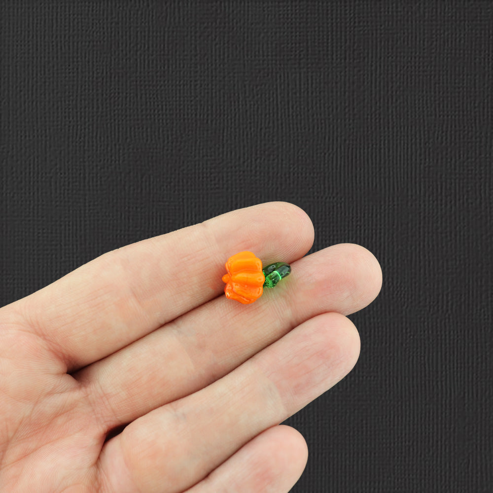 8 Pumpkin Lampwork Glass Charms - Z1406