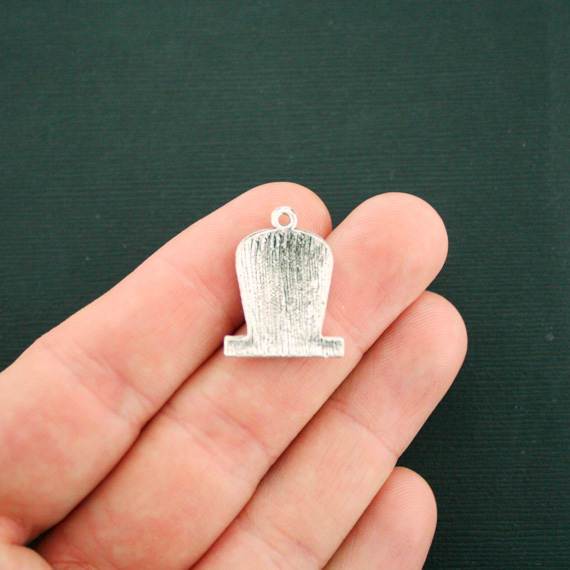 8 RIP Tombstone Antique Silver Tone Charms - SC1144