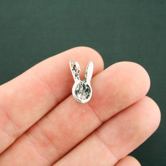 8 Rabbit Antique Silver Tone Charms - SC5260
