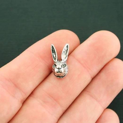 8 Rabbit Antique Silver Tone Charms - SC5260