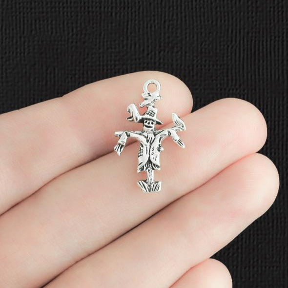 8 Scarecrow Antique Silver Tone Charms 2 Sided - SC788