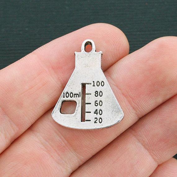 8 Science Beaker Antique Silver Tone Charms - SC3801