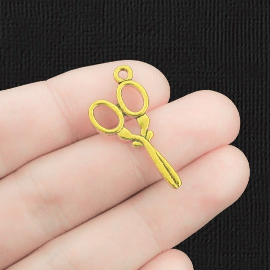 8 Ciseaux Antique Gold Tone Charms 2 Faces - GC445