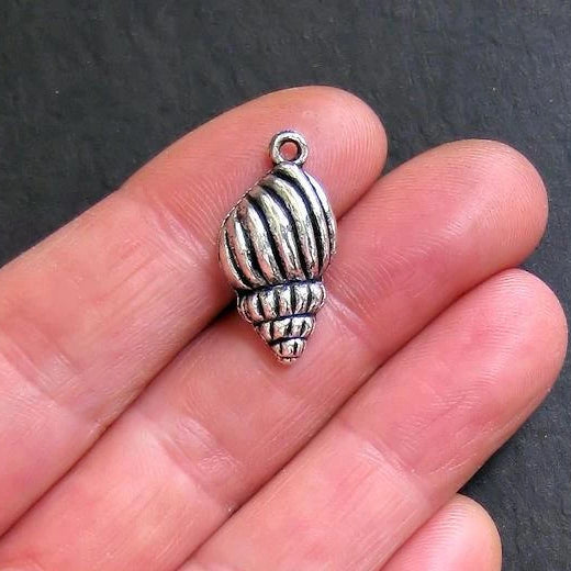 8 Seashell Antique Silver Tone Charms - SC316
