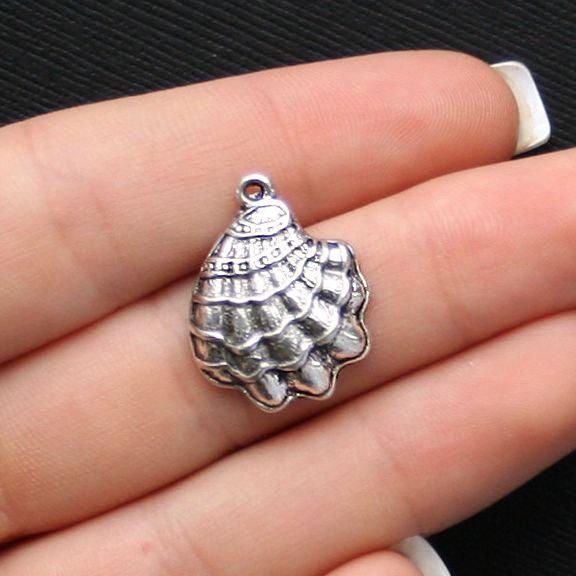 8 Shell Antique Silver Tone Charms - SC1930