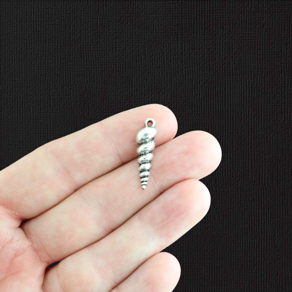 8 Shell Antique Silver Tone Charms - SC885