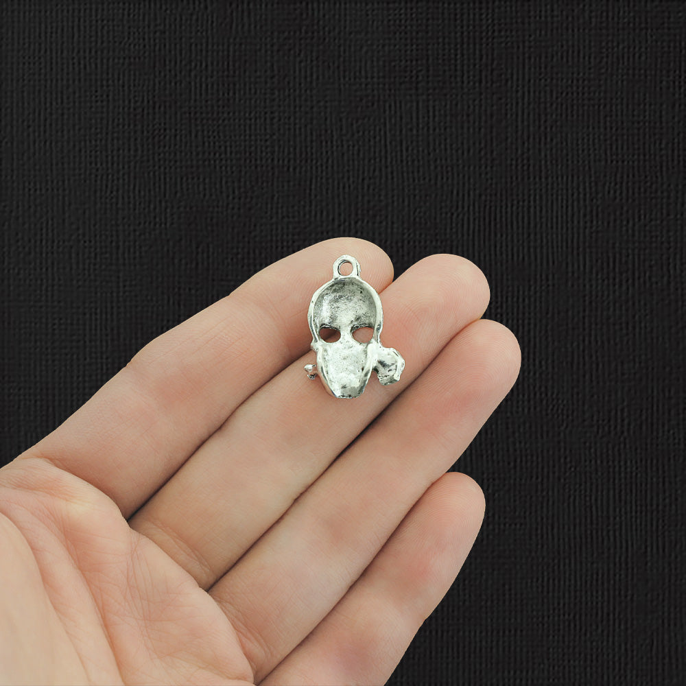 8 Skull Rose Antique Silver Tone Charms - SC2761