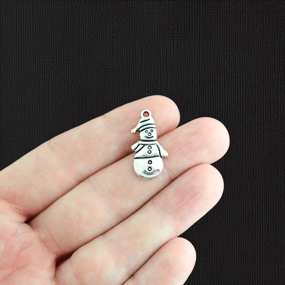 8 Snowman Antique Silver Tone Charms - XC034