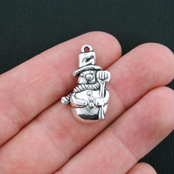 8 Snowman Antique Silver Tone Charms - XC078