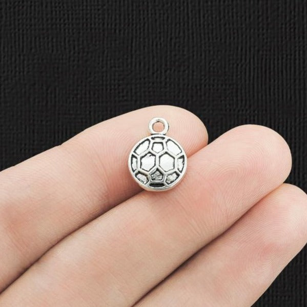 8 Soccer Ball Antique Silver Tone Charms - SC425