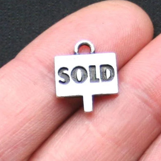 8 Sold Antique Silver Tone Charms - SC1239