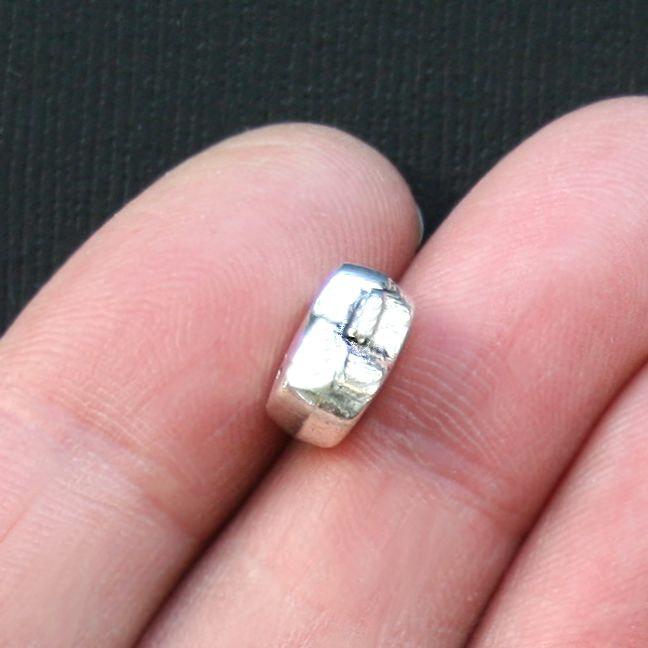 8 Solid Heart Antique Silver Tone Charms 3D - SC2915