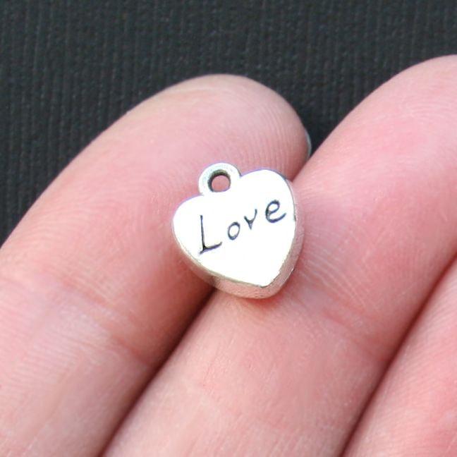 8 charmes de ton argent antique coeur solide 3D - SC2915
